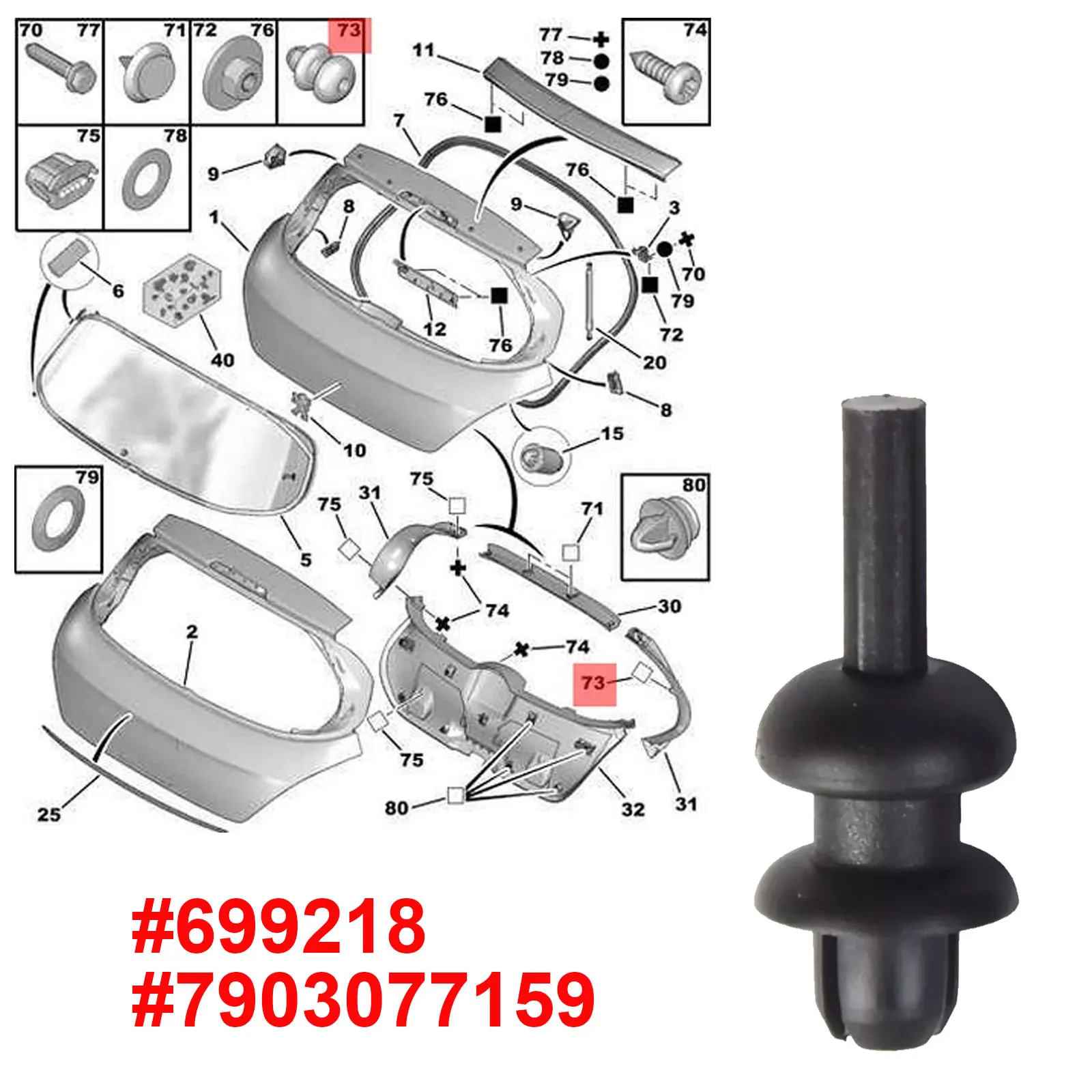2 Pieces Parcel Shelf Hanger Clips Rear Trunk String Mounting Retainer For Citroen C2 C3 C4 Ds3 Saxo 699218 7903077159 3