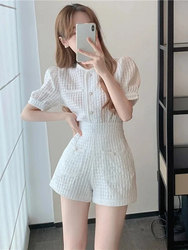 Nieuw in de zomer korte sets voor dames Koreaanse stijl mode top en shorts met korte mouwen 2-delige set outfitpak met shorts voor dames