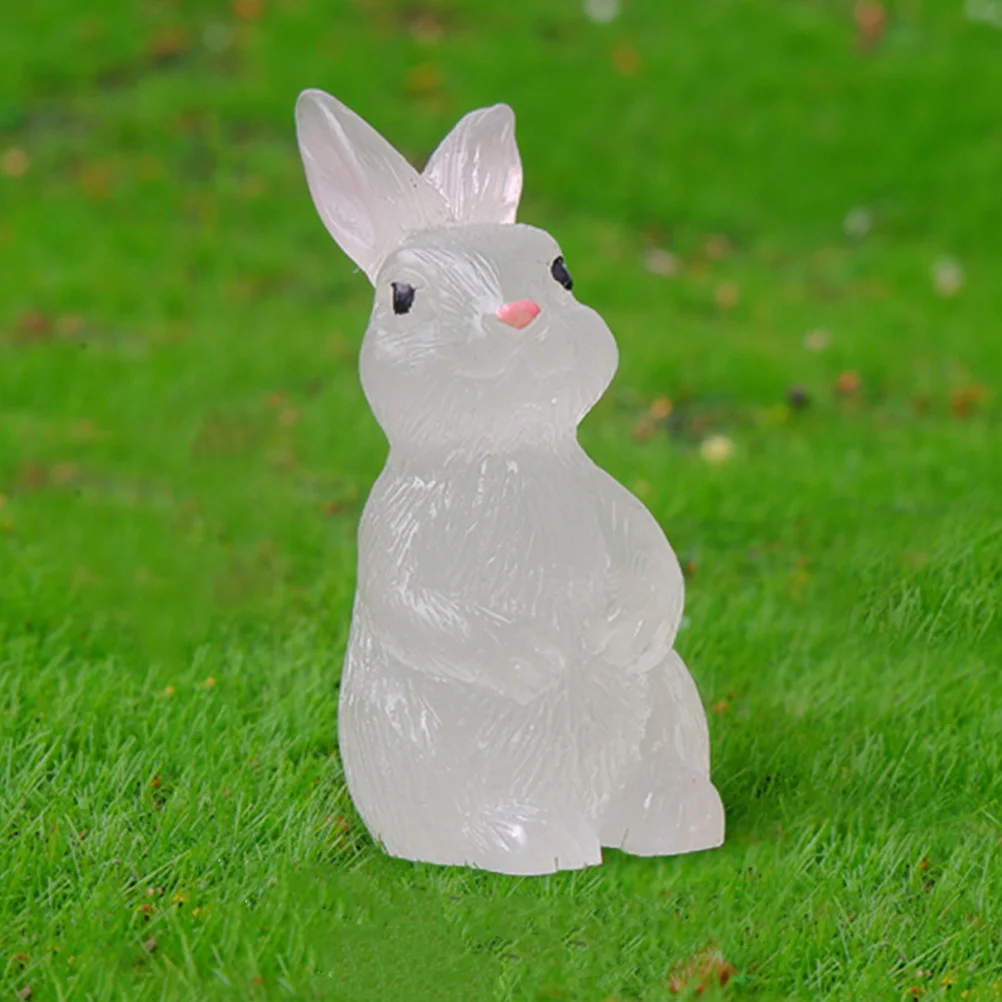 

12 Pcs Luminous Rabbit Ornament Mini Glowing Figurine Notes Miniature Figurines Bunny Statue Sculpture Resin