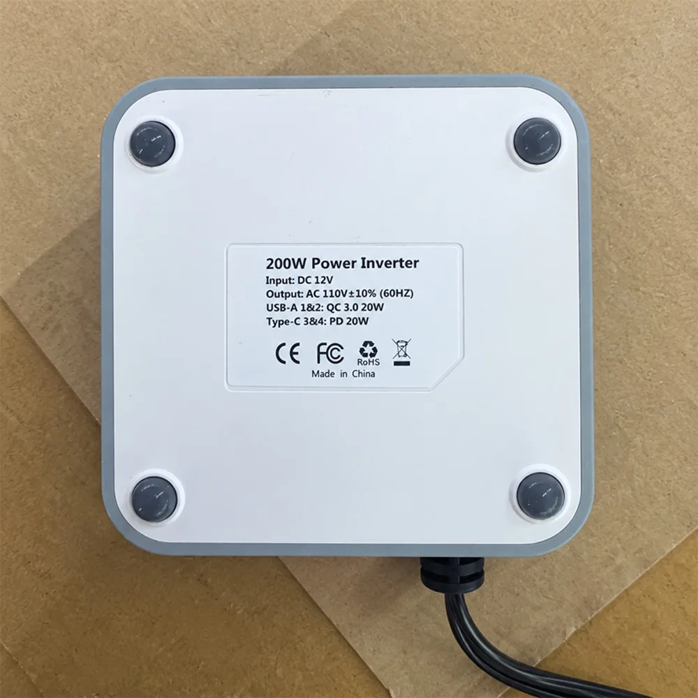 200W Car Inverter DC 12V to 110V AC Vehicle Power Converter PD 20W & QC 3.0 Fast Charging  for Road Trips Camping