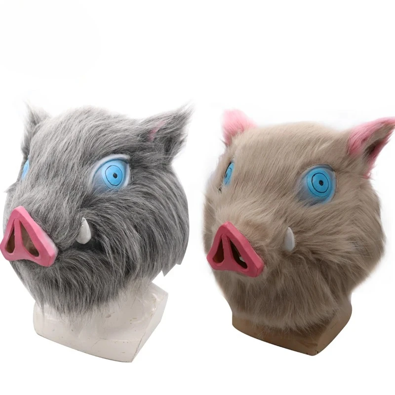 

Anime Demon Slayers Creative Cartoon Mask Pig Head Mouth Pingyi Help Latex Mask Ball Party Pig Head Cover Decorative Supplies