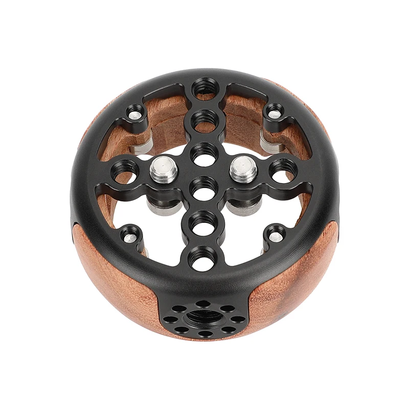 Impugnatura rotonda in legno CAMVATE con filettatura accessorio stile 3/8 "-16 ARRI e supporto a vite 1/4"-20 per DSLR Camera Cage Video Rig nuovo