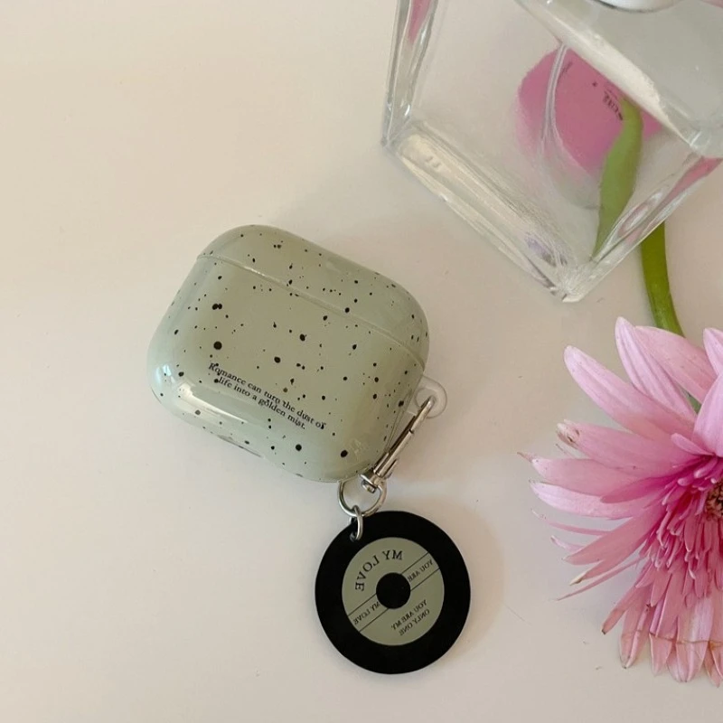 Matcha Green Splash Ink Pattern Case For Airpods 1 2 3 Cases For Airpods Pro Pro2 Wireless Earphone Cover Shell with CD Pendant