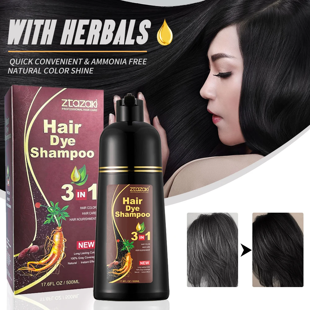 MOKERU Ginseng Hair Dyeing Shampoo - Three in One, Plant Extract Formula, Gentle and Non Stimulating, Suitable for All Hair Type