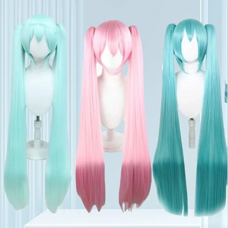 xiaoxiao 【1084People Collection】Hatsune Miku Wig cosplayWigVocAloidGreen- Ice Blue Pink MikuHigh-temperature fiber view 2