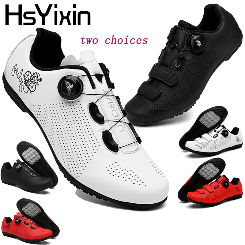 

Unisex Cycling Shoes Road Mountain Flat Bike Sneakers Non-Slip Rubber Sole Breathable Slip-On Design for Comfortable Pedaling