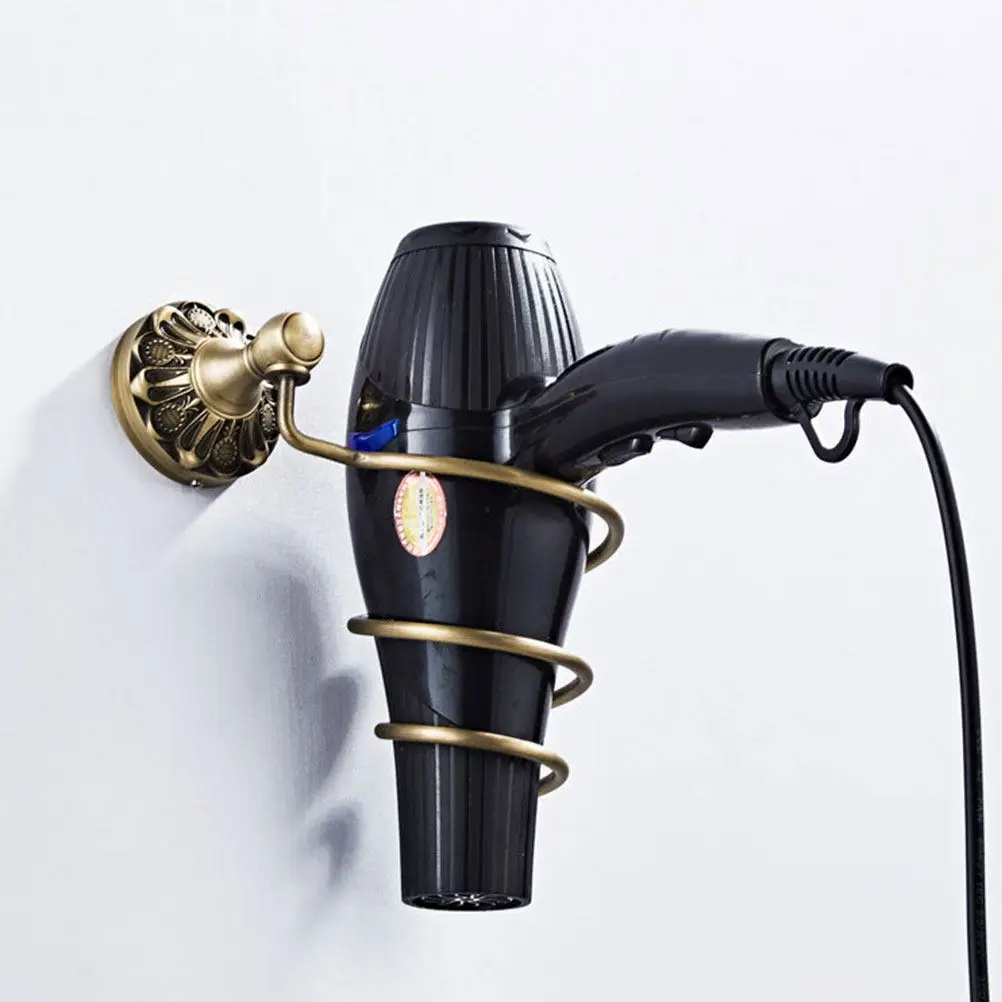 

1Set Copper Wall Mounted Hair Dryer Shelf Heavy Duty Bathroom Organizer Hair Dryer Storage Rack Tidy Compact Stylish Holder