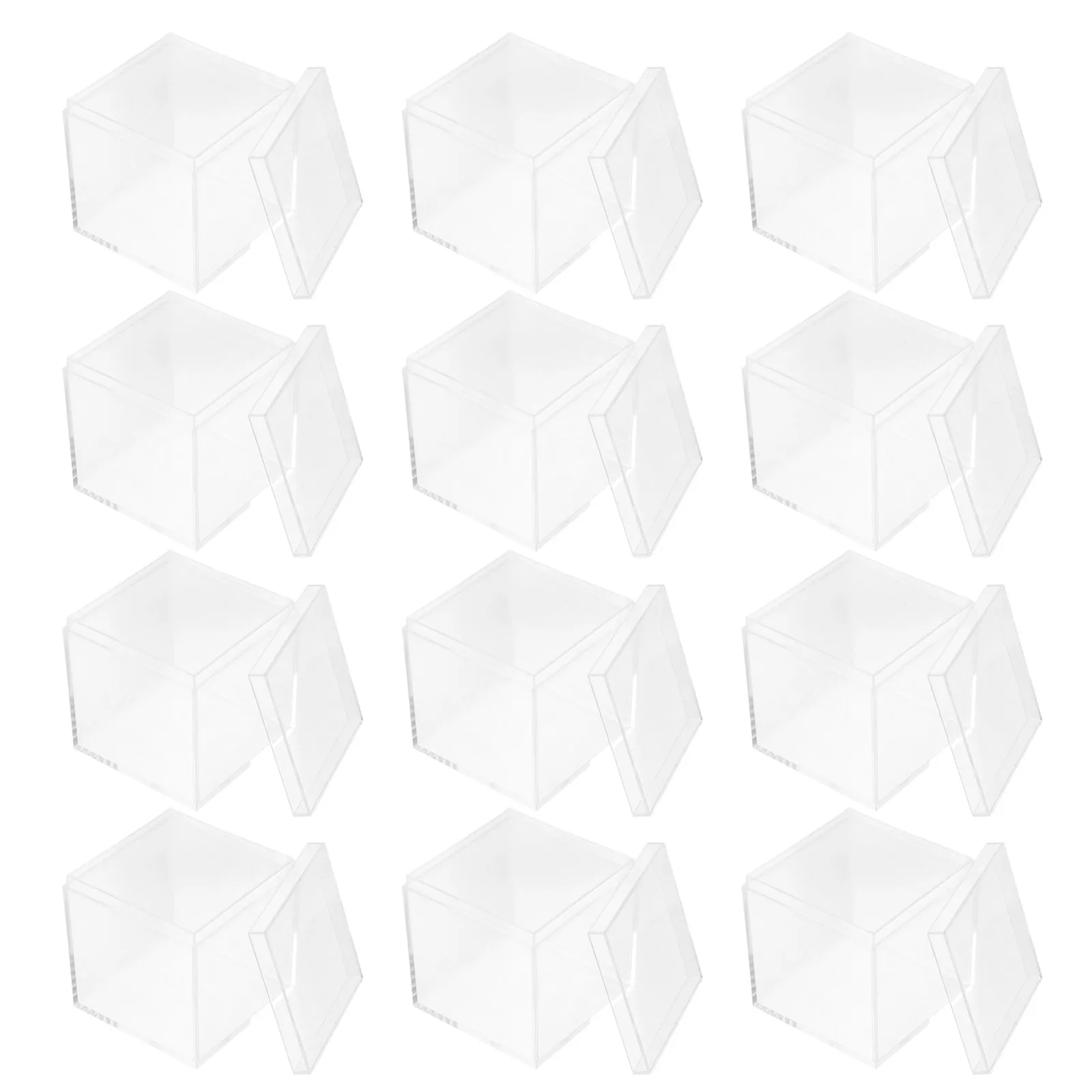 

24Pcs Clear Square Plastic Box with Lid Transparent Treat Holder for Party Favors Wedding Candies Jewelry Organizer Storage