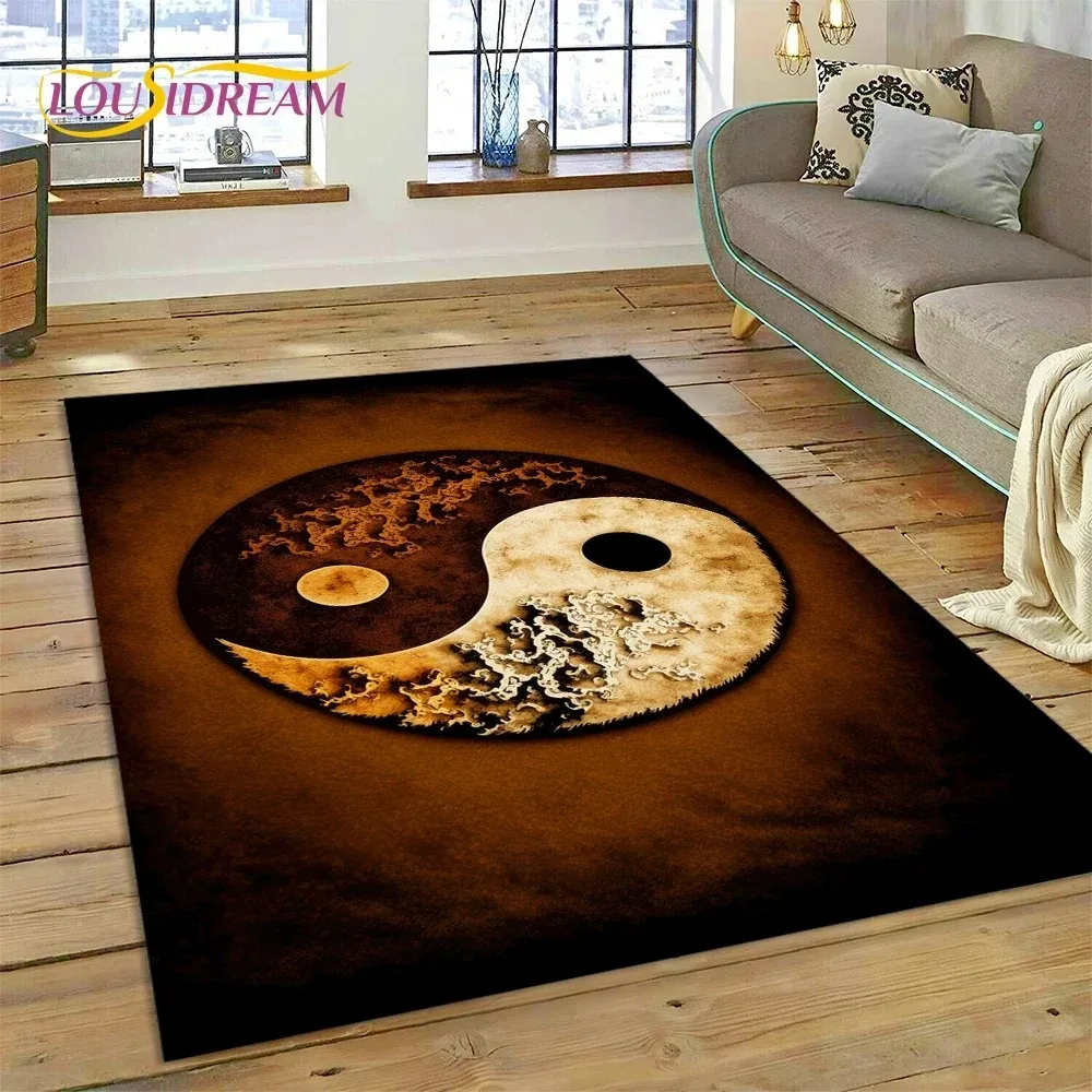 Nature Yin Yang Chinese Tai Chi Bagua Carpet Rug for Bedroom Living Room Home Sofa Decoration,Child Game Large Decor Floor Mat