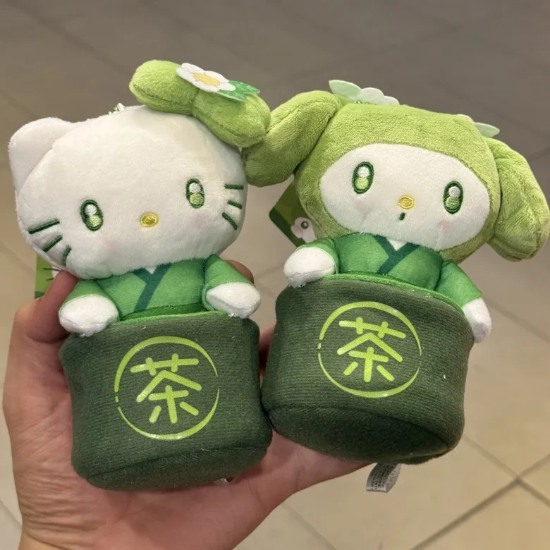 

Kawaii Matcha Kimono Hello Kitty Plush Doll Coin Purse Pendant Cartoon Toys Key Chain Melody Backpack Zipper Decoration Gifts