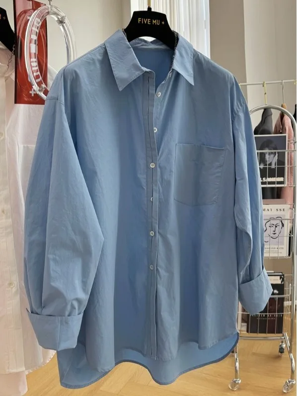 

Стильная хлопковая женская рубашка с длинным рукавом, весна 2026, оригинальный дизайн, свободный крой, модный топ, маленькая рубашка, женская мода