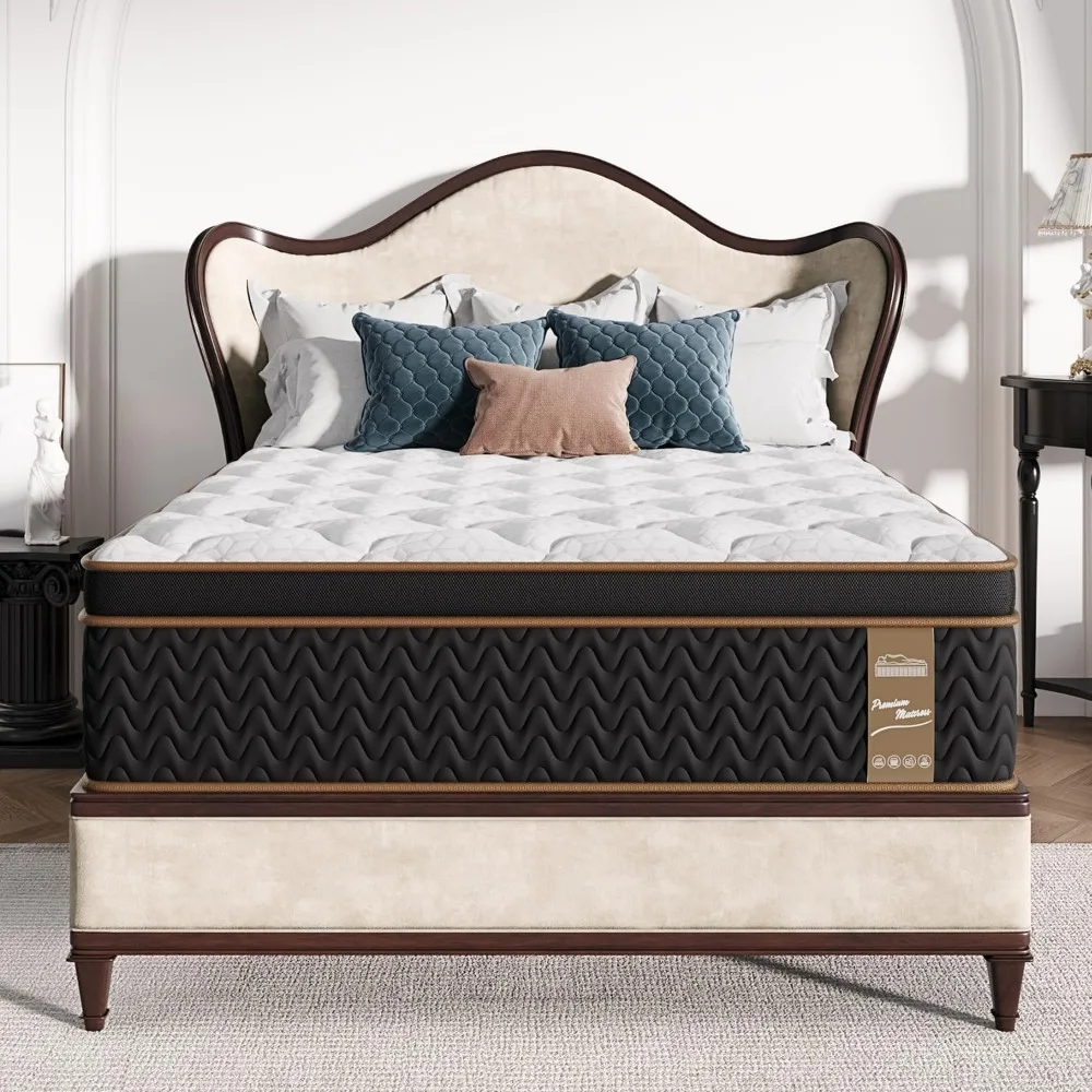 

Queen Mattress, 12-Inch Deluxe Hybrid Mattresses, Fiberglass-Free Memory Foam Mattress in a Box, Individual Pocket Spring-Motion