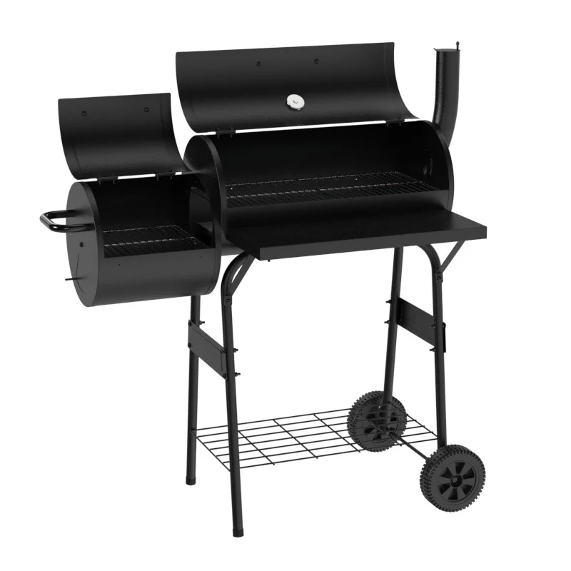 

Double Barrel, Charcoal, Mother and Child Grill, Extended, Thickened, American, Outdoor, BBQ