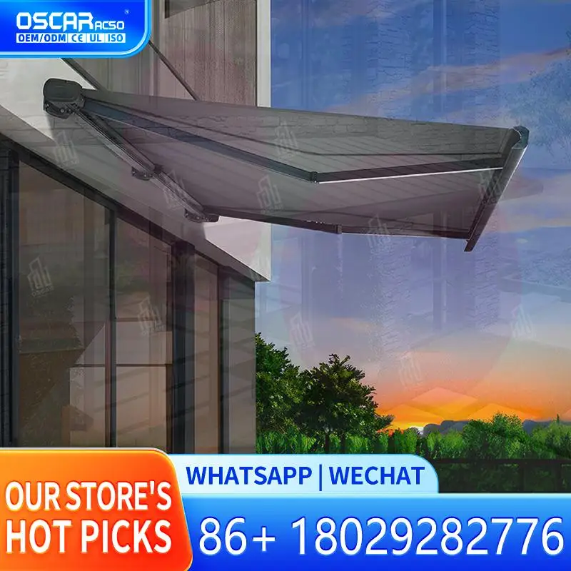 

Моторизованный тент, электрический выдвижной навес, 6 м, открытый сад, патио, регулируемый абажур, водонепроницаемый, защита от ультрафиолета, пульт дистанционного управления Au