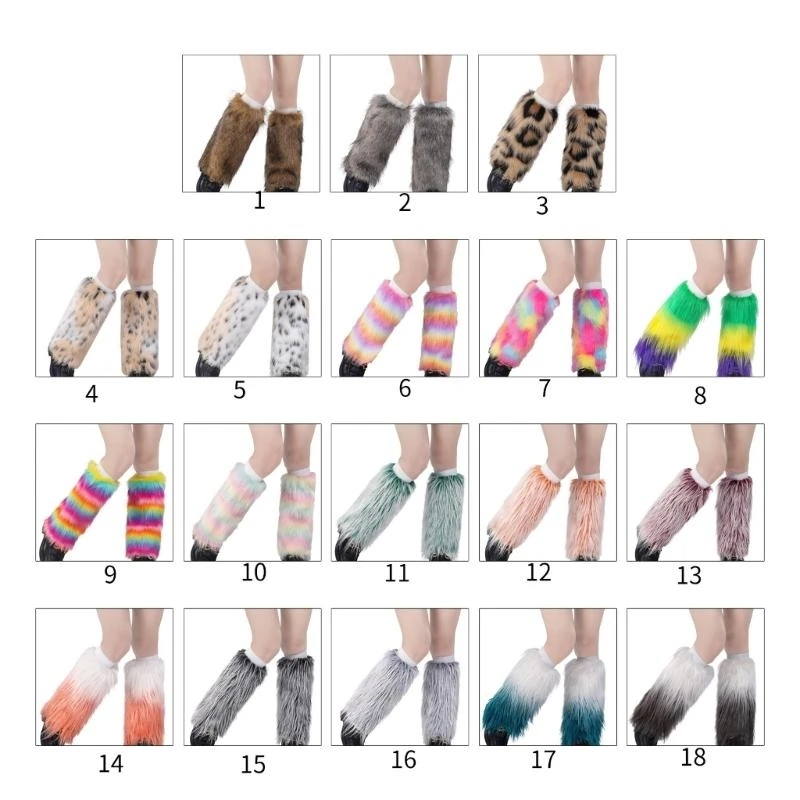 

Винтажные нечеткие бахилы, красочные меховые гетры, зимние длинные носки для женщин, 15UB