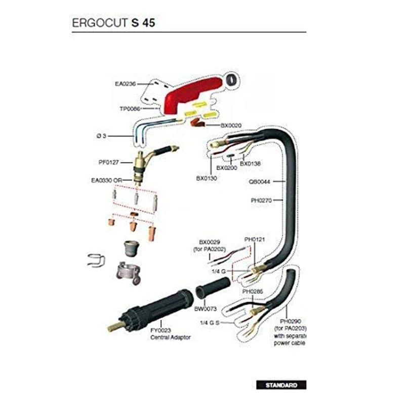 23Pcs Plasma Cutter Torch S45 Accessory PR0010 Electrodes PD0116-08 Nozzle Tips Spacer Guide Retaining Cap For S45 Torch