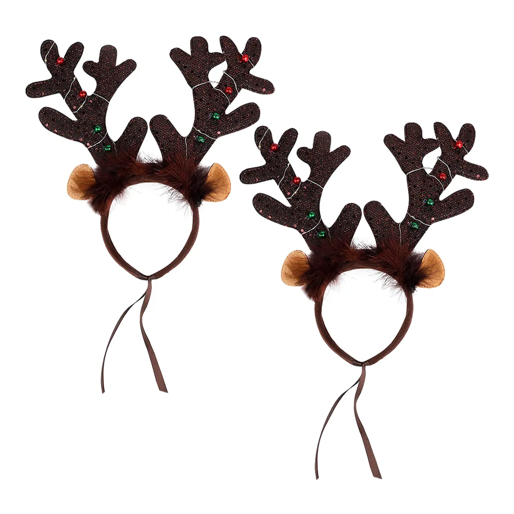 

2 Pcs Reindeer Antler Headband Glowing Xmas Tree Hoops Pet Dogs Kitten Festival Party Christmas Costume Selfie Photoshoot