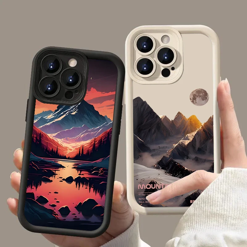 Coque de téléphone en silicone paysage de lacs de montagne, coque souple pour iPhone 15, 14, 11, 12, 13 Pro, XS Max, 7, 8 Plus, X, Poly SE, 2020,