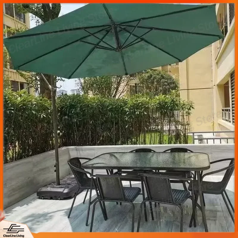 Outdoor Cast Aluminum Patio Table and Chair Set with Umbrella 3 Piece Garden Furniture Waterproof Sunproof for Courtyard
