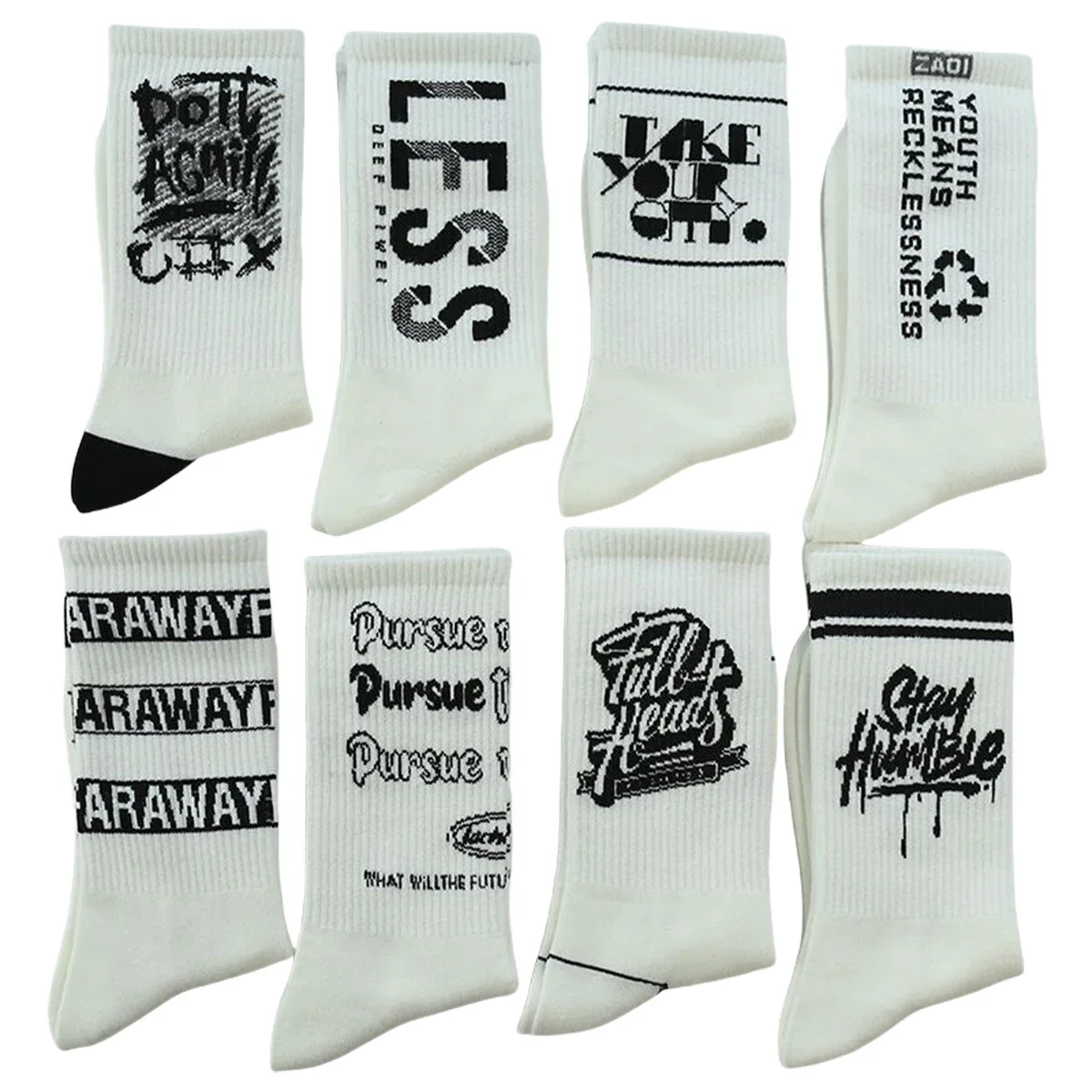 5/10 pairs Random Men's White Sports Socks, Including Long Basketball Socks & Mid-calf Athletic Socks, For Autumn And Winter