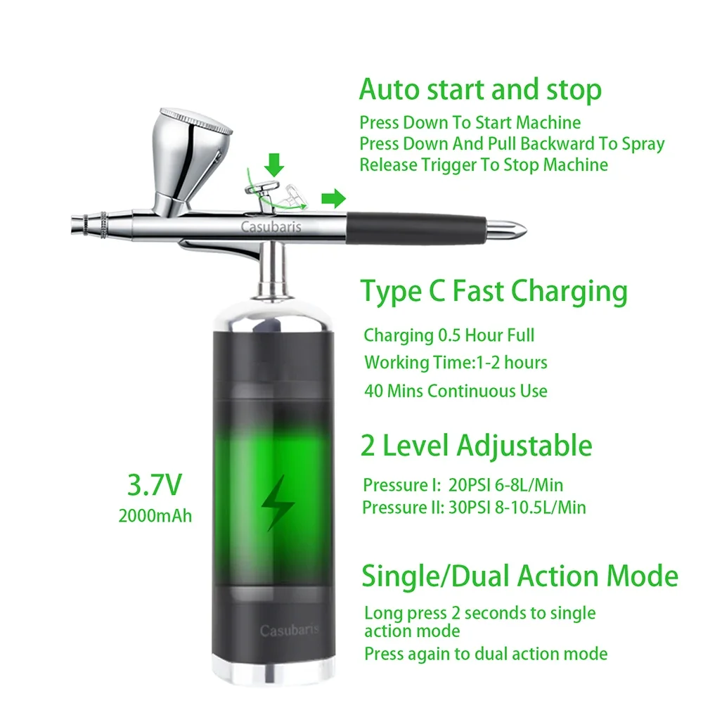 Portable Mini Airbrush Kit with Compressor for Nail Art Sunless Tanning Temporary Tattoo Spray Paint Beauty Salon Mineral