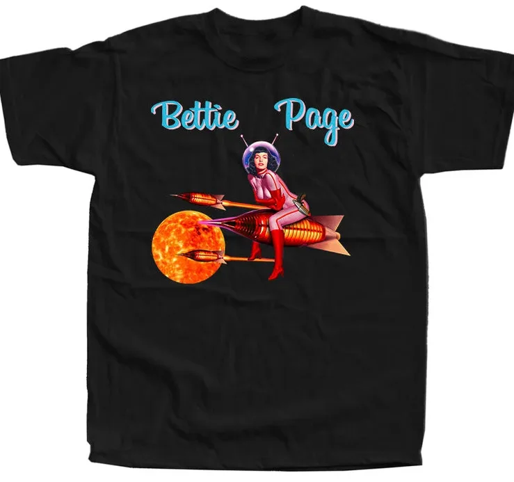 VTG Bettie Page Gorgeous girl T-shirt Black Short Sleeve All Sizes S-5Xl 1F726