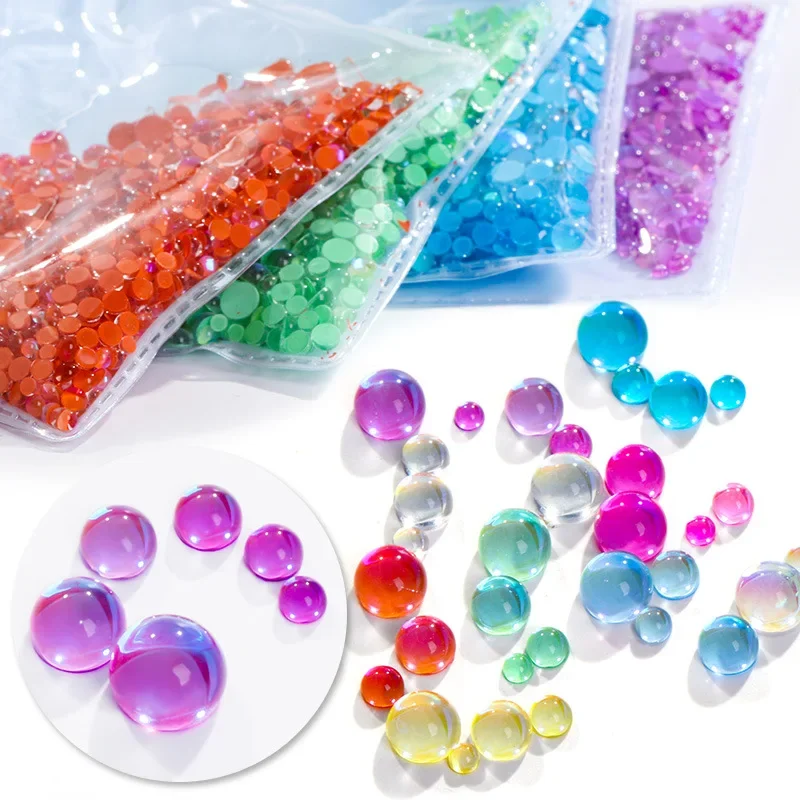 2 Packs of Ss6-ss20 Mixed Size 1440pcs Nail Art Magic Fish Beads Mocha Semi-round Beads Mixed DIY Nail Art Accessories