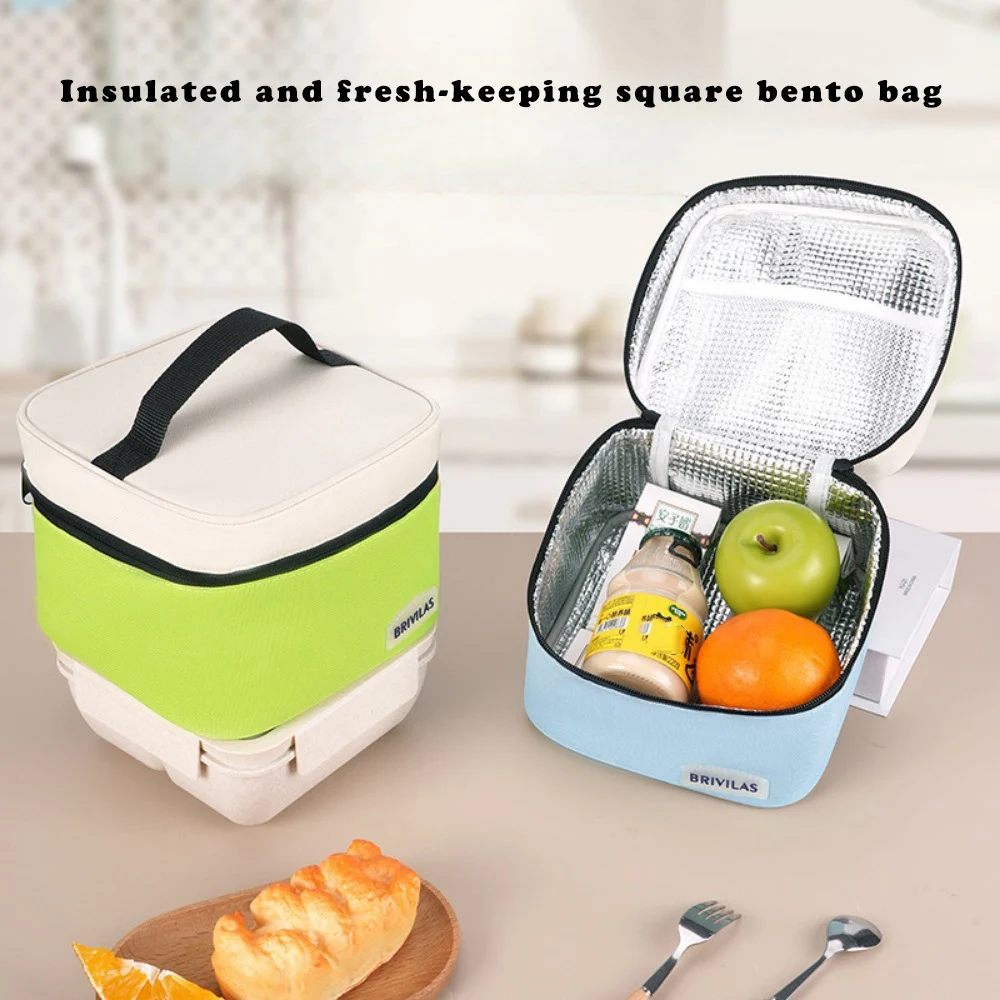 Square insulated bag waterproof and oil-proof large capacity lunch bag student work portable lunch bag