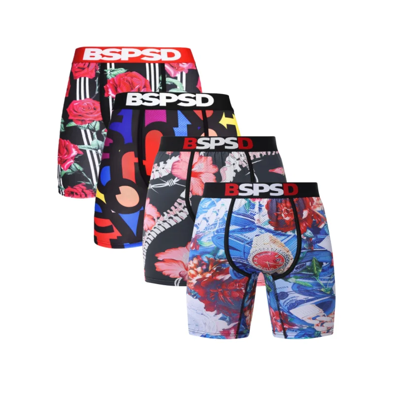 

4Pcs Men Boxershors Sexy Man Underwear Breathable Print Mens Boxer Men's Panties Underpants Plus Size Man Boxers Briefs Trunk