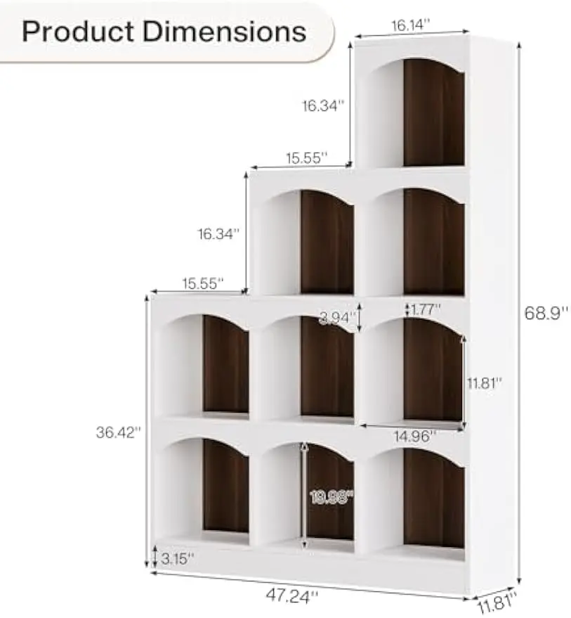 Tribesigns 9-Cube Bookshelf, Modern L-Shaped Corner Etagere, Open Wood Storage Shelf for Living Room or Home Office, White.