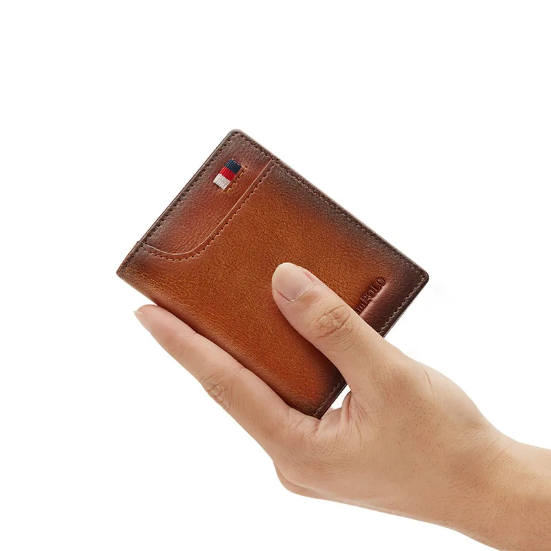 Men Leather Card Holder Short Personality Card Holder Wallet Functional Card Wallet Cover High-end Driver's License Wallet