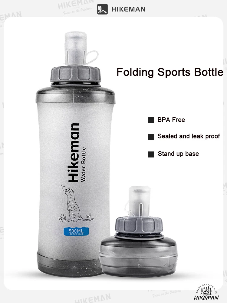HIKEMAN Soft Sports Bottles Folding Ultralight Drinking Bottle for Outdoor Running Cycling Hydration Water Bag BPA Free Kettle