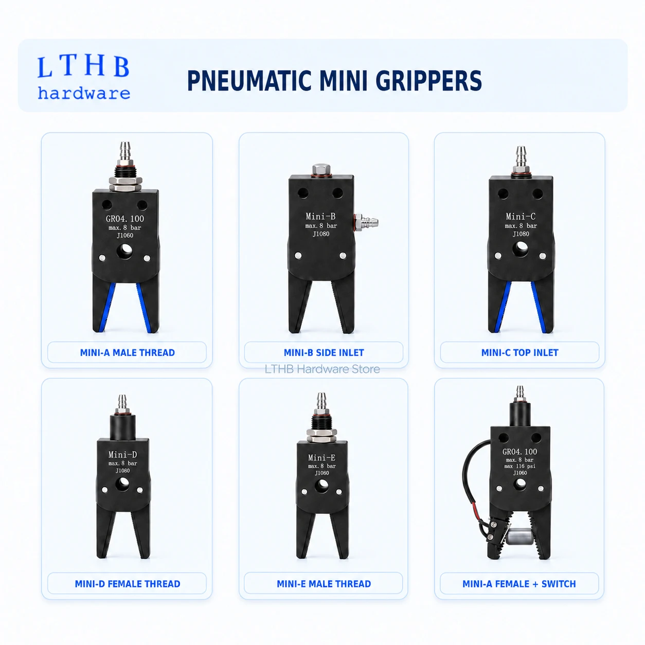 Robot Arm Clamp Pneumatic Gripper with Sensor Switch Non-slip Mat for Injection Molding Machine Grasp Workpiece Automation Tools