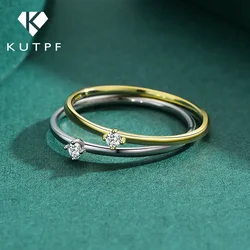 Exquisite Moissanite Finger Ring For Women 18k Gold Plated 925 Sterling Silver Elegant Rings With 2mm D Color Round Lab Diamond