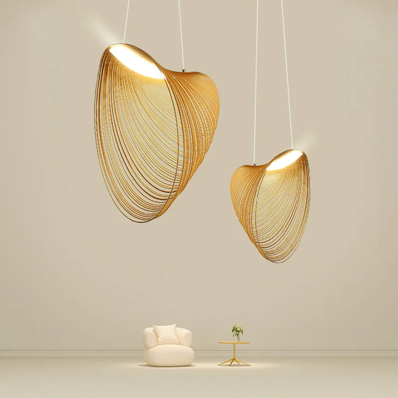 

LED Wood Pendant Light Living Dining Room Bedroom Modern Japanese Cozy Home Decoration Suspension Lamp
