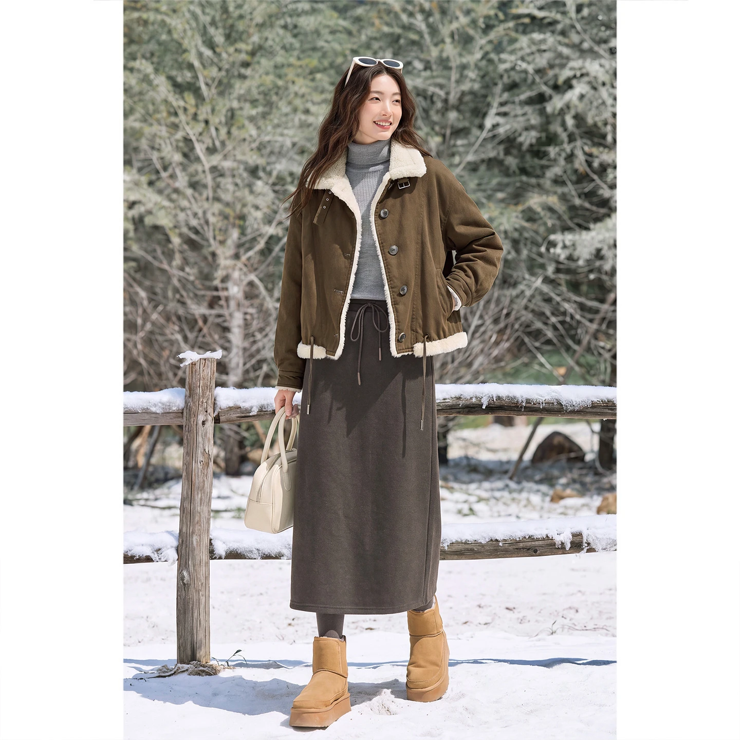 SENTUBILA Women Faux Fur Fluffy Coat 2026 Winter New Stand Turn Down Collar 2 Ways To Wear Loose Vintage Daily Jackets W64WM8904