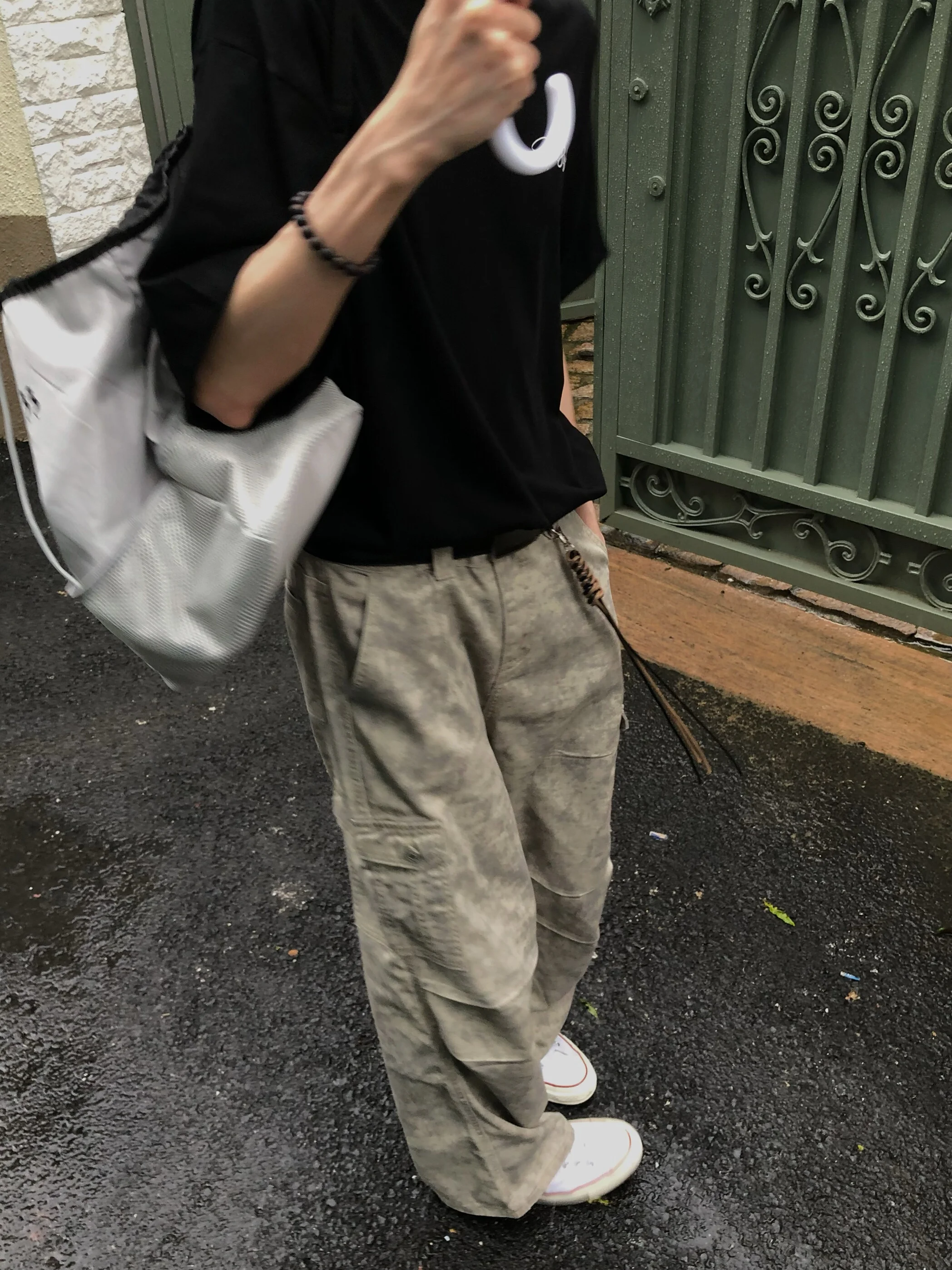 

Retro American Marble Waed Straight Leg Work Trousers Men's Autumn New Cargo Paratrooper Wide Leg Long Pants Casual Pants