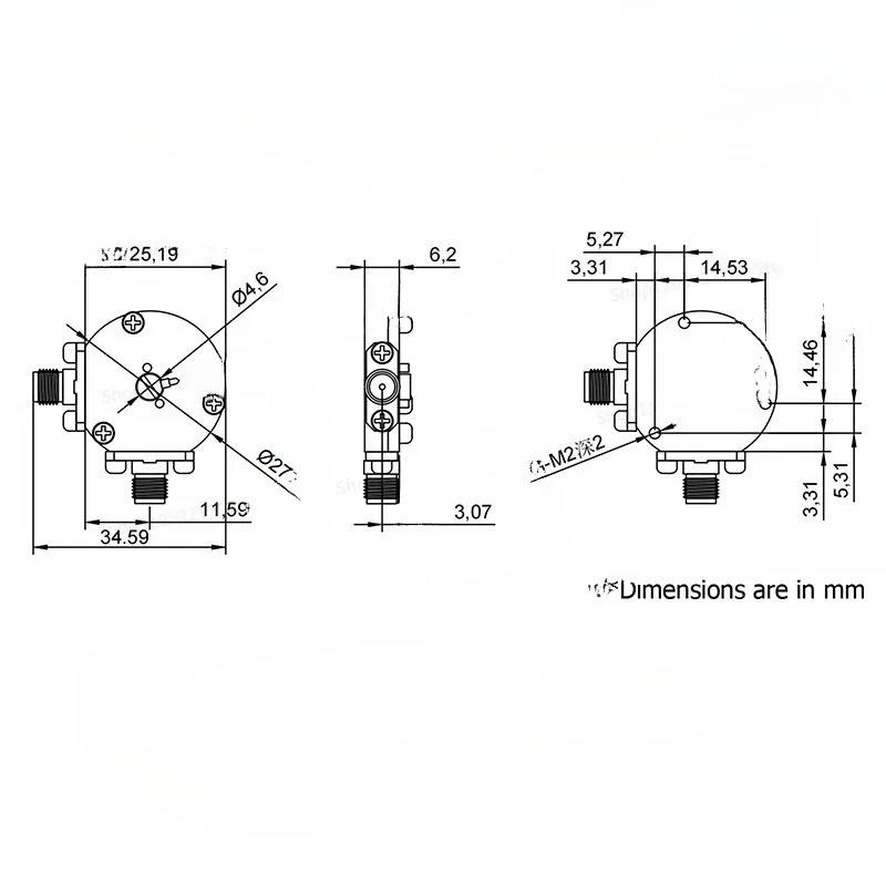 SMA Adjustable Phase Shifter 720 Degrees, DC-18GHz, 40 Degrees Per GHz, PS-18G-SMF-720