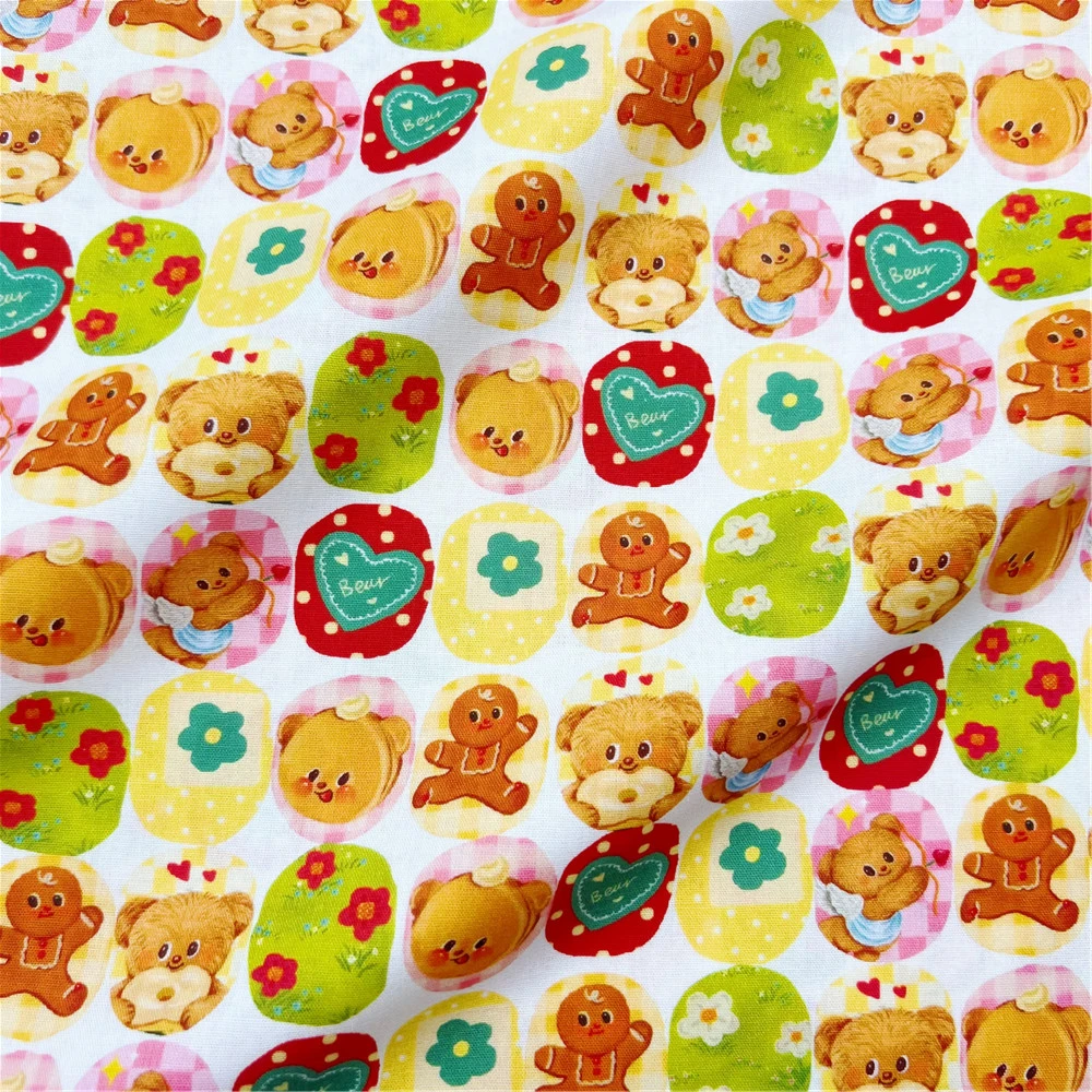 Cute gingerbread man bear cotton fabric  for Sewing Quilting Accessories DIY Tablecloth decoration Pillowcase Material