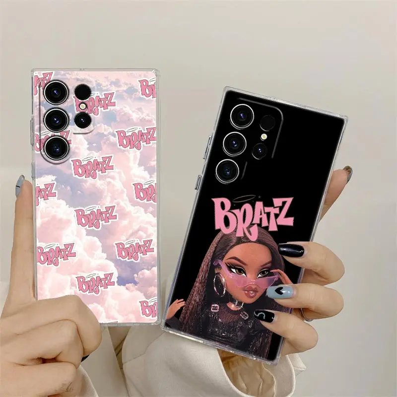 Cartoon Fashion Doll Bratz Phone Case For Samsung S24 S23 Ultra S22 S20 Plus S21 FE Clear Case Cover Galaxy S24Ultra S235G Funda