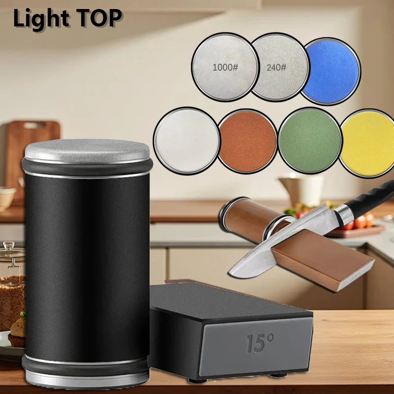 

Точилка для ножей, ручная заточка кухонных ножей 15, ° Угловой роликовый нож с градусами Точильный камень Керамический роликовый нож Точильный камень