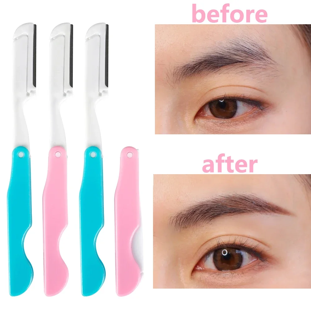 EyeblogugTrimmer-Tondeuse portable pour femmes, 4/6 pièces, adapté au maquillage, artiste pliant, rasoir pour le visage, outils de beauté