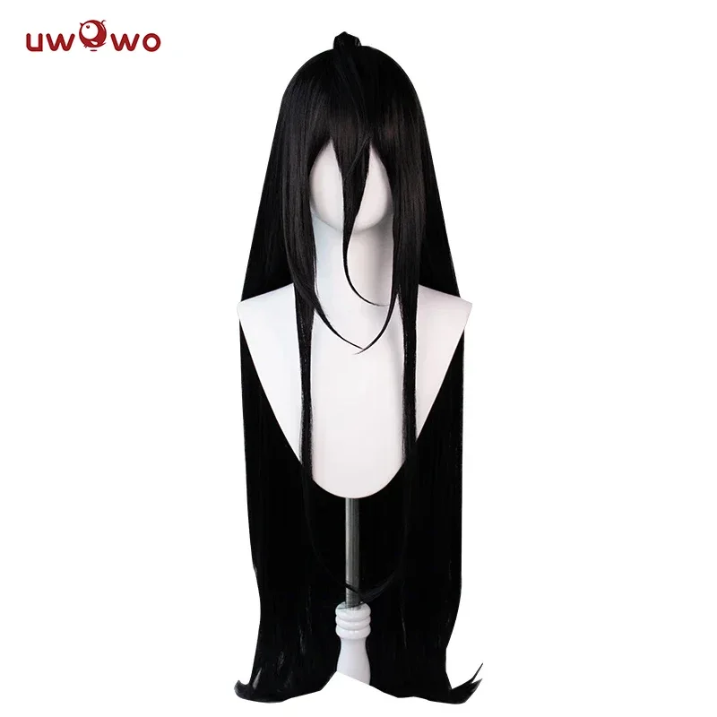Peruca Cosplay Anime Albedo, Perucas de Halloween, Cabelo longo preto roxo profundo, pré-venda, 120cm