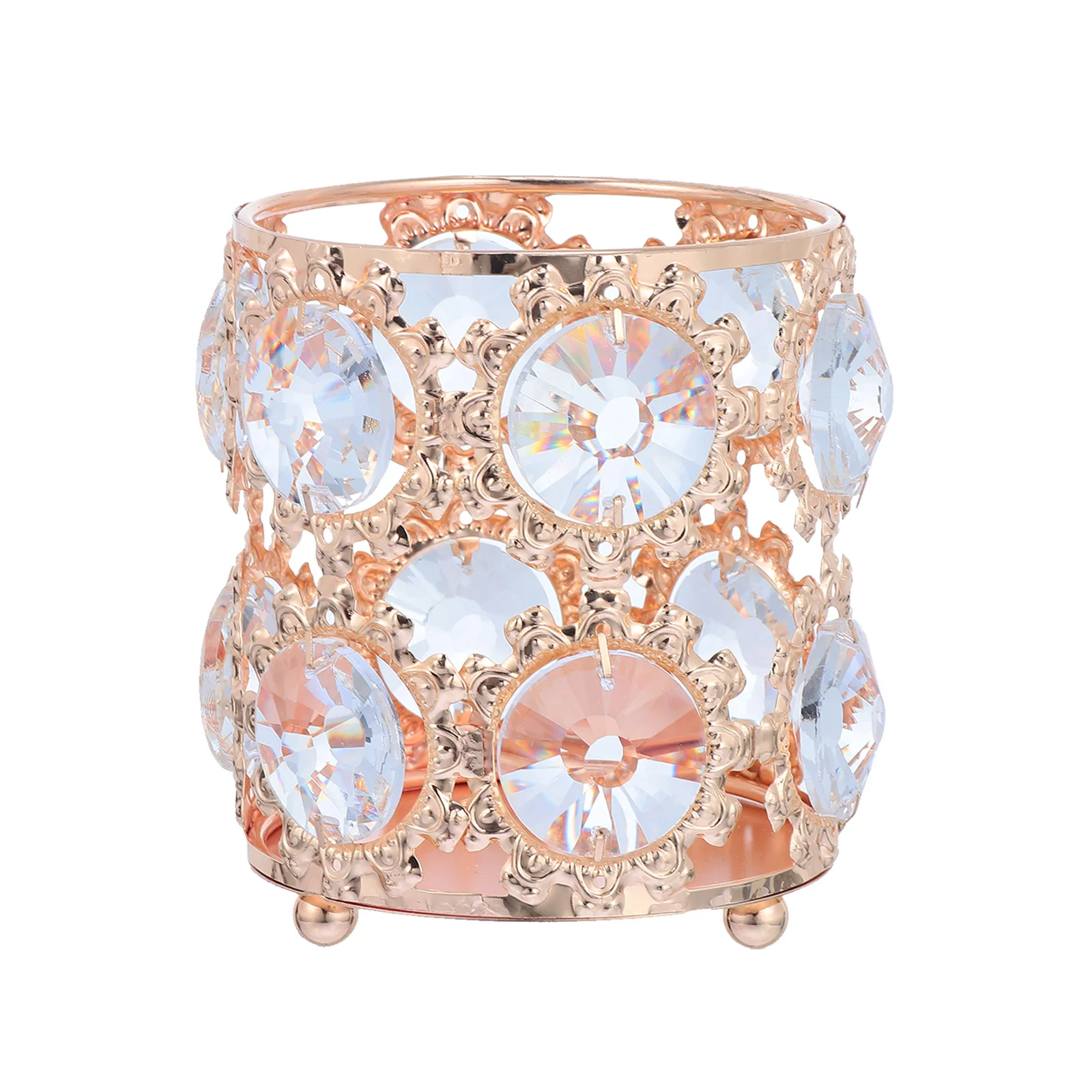 Makeup Brush Storage Box Rhinestone Decorated Organizer Bucket for Beauty Tools Eyeliners Nail Files Desk Sundries Holder