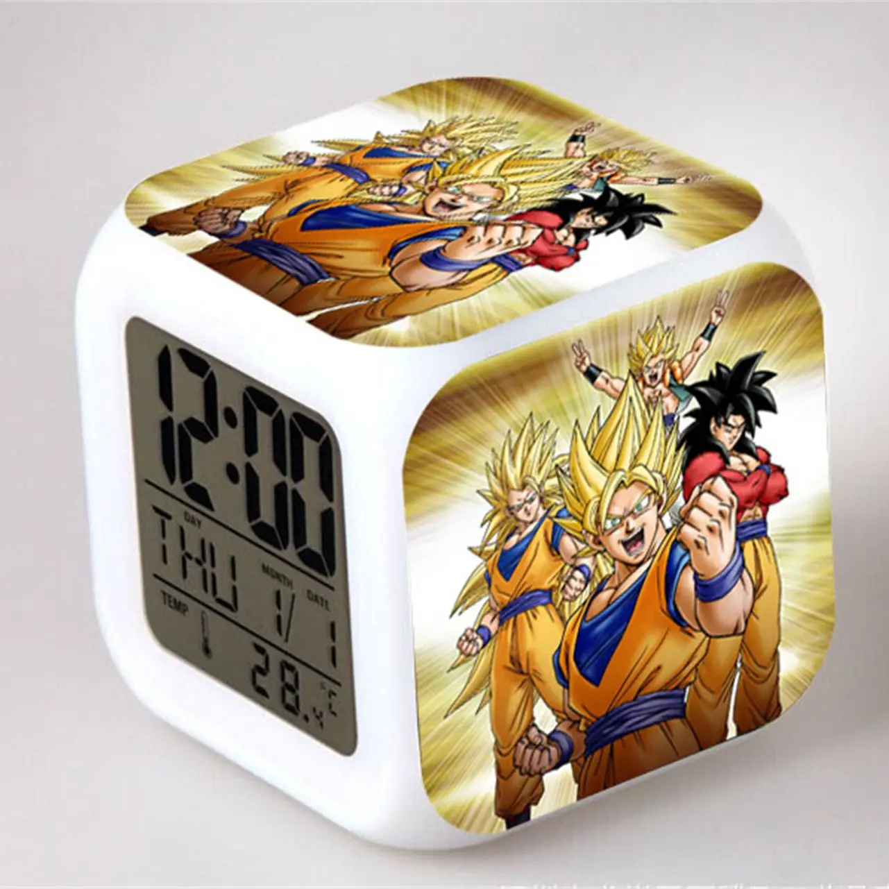 Anime Dragon Ball Super Saiyan Alarm Clocks Black Goku Zamasu Broli Trunks Vegeta Gohan Goten Digital Clock Figures Toys Doll