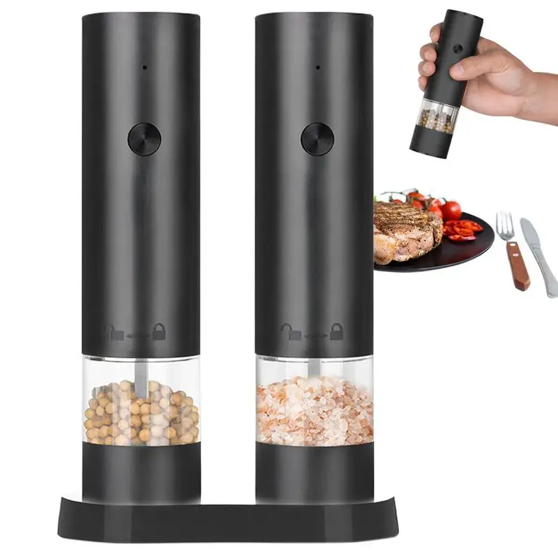 Electric Salt And Pepper Grinders Chili Grinder LED Light Rechargeable Pepper Grinder Automatic Grinder Bottle Adjustable