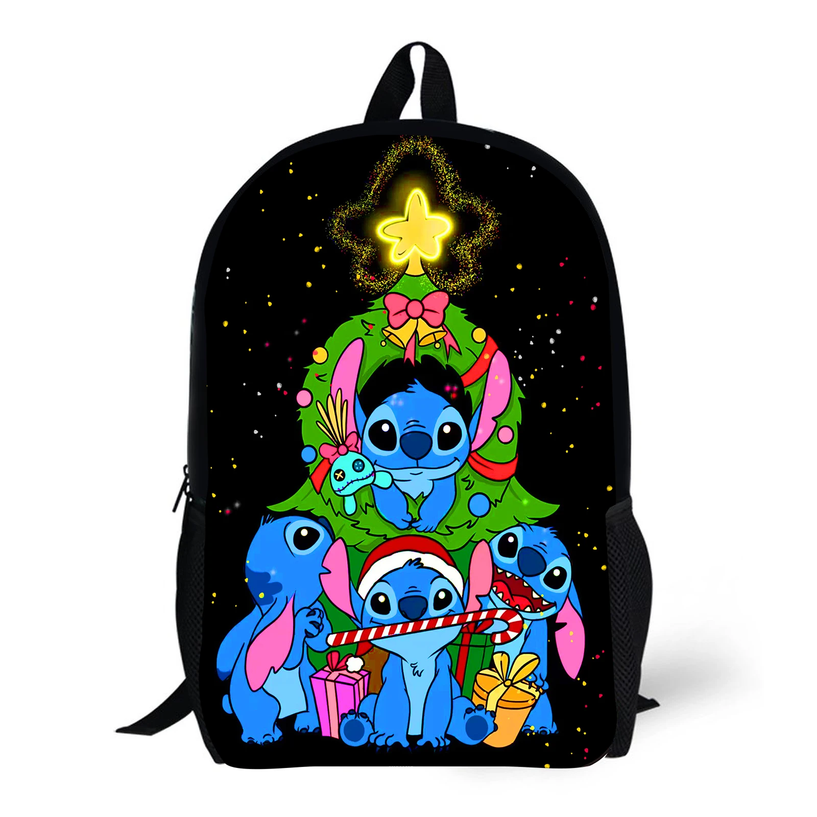 

1pc Christmas themed backpack with Stitch pattern in the shape of a Christmas tree, suitable for commuting and daily use