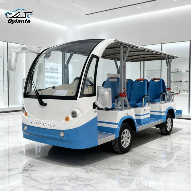 

Chinese Factory Produces 7.5 kW 72V Volt Lithium Battery Four-Row Seat Blue Electric Sightseeing Bus/electric Bus