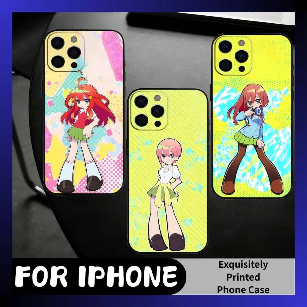 

5Toubun QQ Anime American Comic Style Phone Case For iPhone17,16,15,14,13,12 Plus,Max Soft Silicone Black Cover