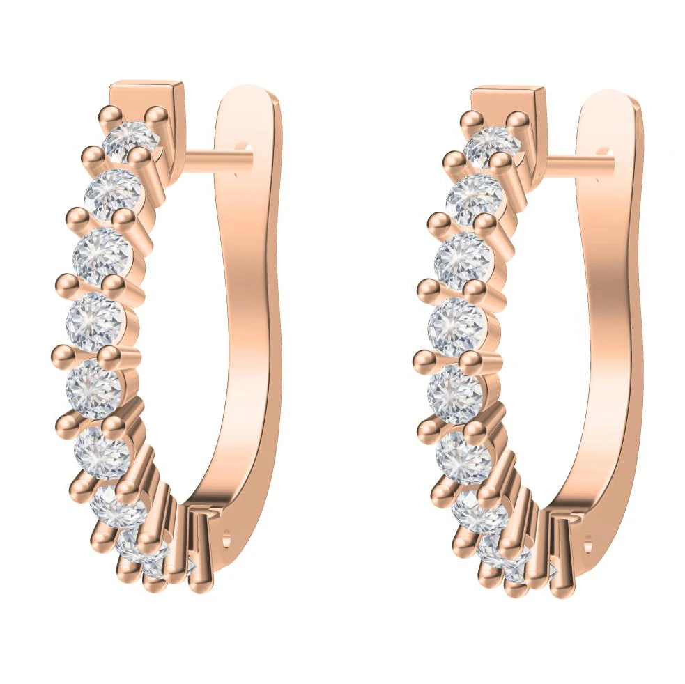 Real 14k Rose Gold 1.8mm Each DEF Color Lab Grown Diamond Hook Earrings For Women Wedding Jewelry